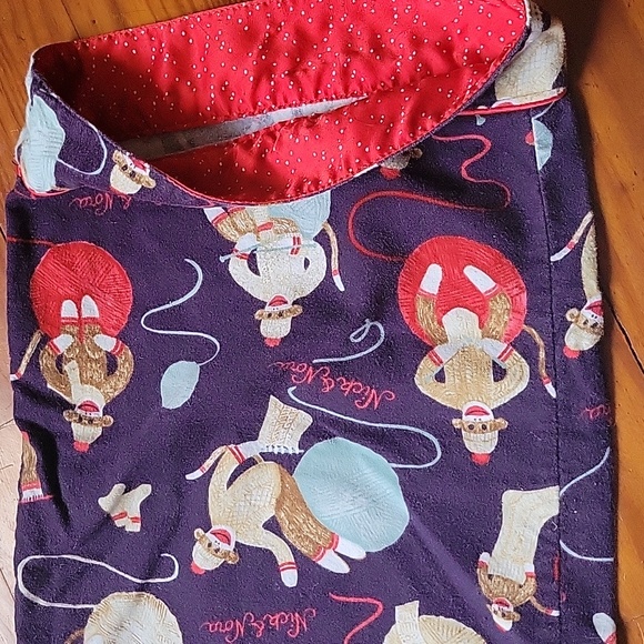 Nick and Nora purple sock monkey knitting 100% cotton pajama bottoms - Picture 4 of 5